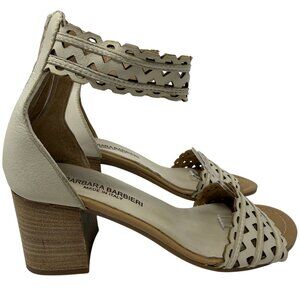 Barbara Barbieri Leather Open Toe Sandal Heels Womens 6 White Anthropologie NWOT